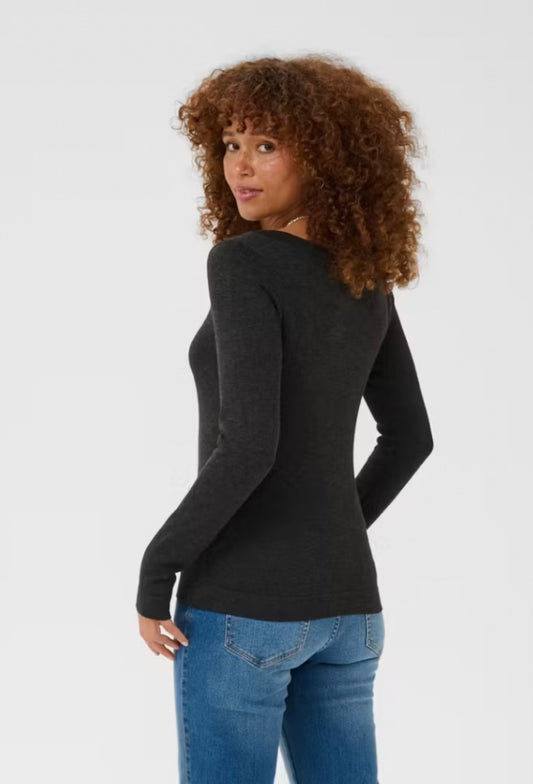 Kaffe KAlizza Knit Pullover Dark Grey Melange