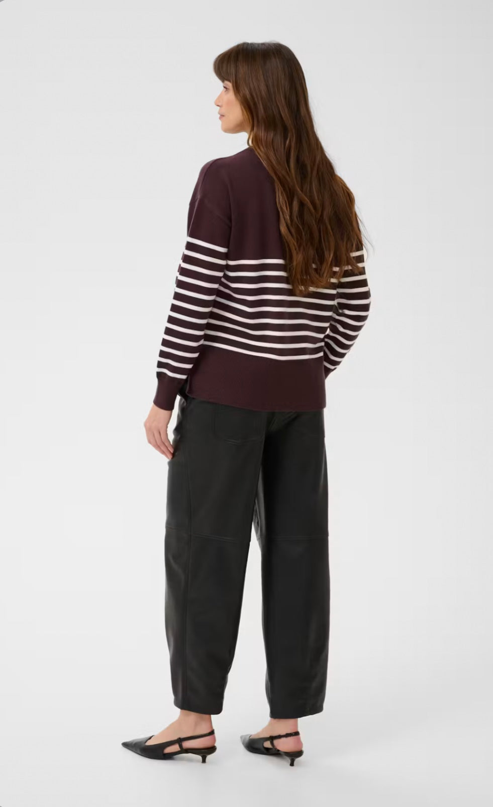 Kaffe KAlimone Pullover Knit Fudge/Chalk Stripe