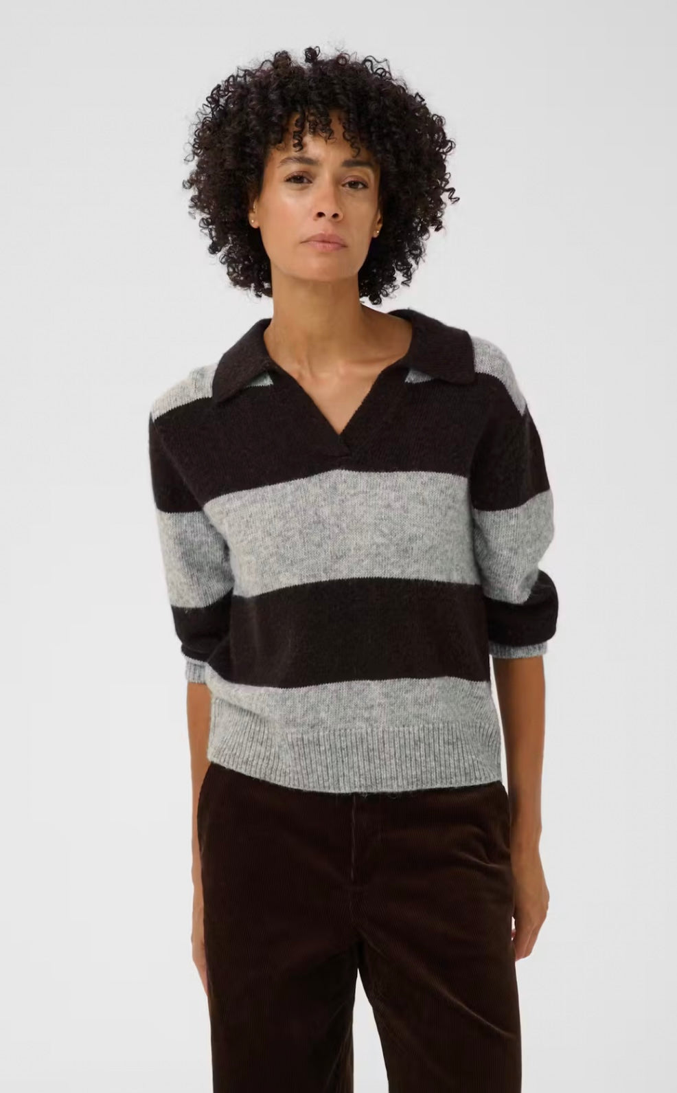 Part Two CharlottPW Pullover Mole/Grey Melange stripe/Brown