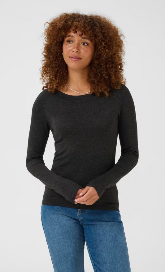 Kaffe KAlizza Knit Pullover Dark Grey Melange
