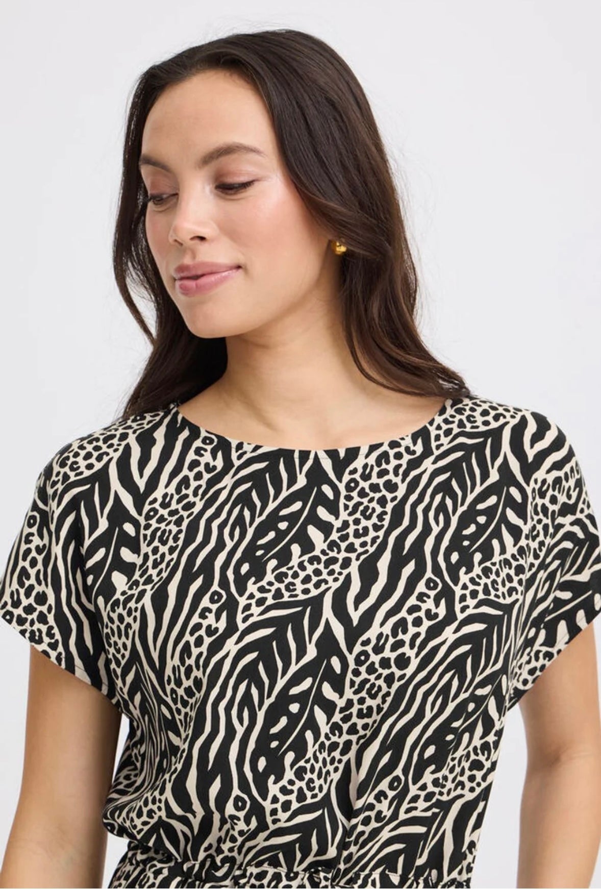 B Young BYmmjoella Oneck Dress Nature Vibes Meteorite