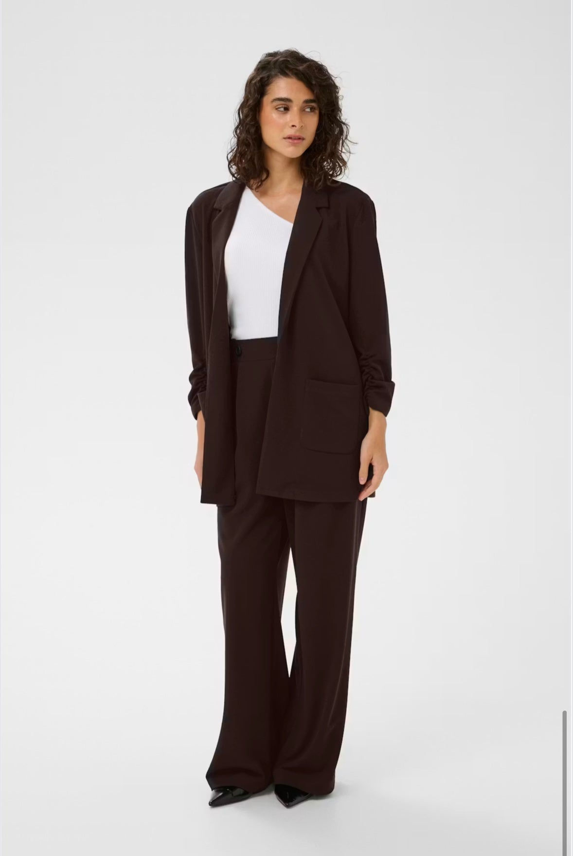 Kaffe KAphoebe 3/4 Sleeve Blazer Coffee Bean