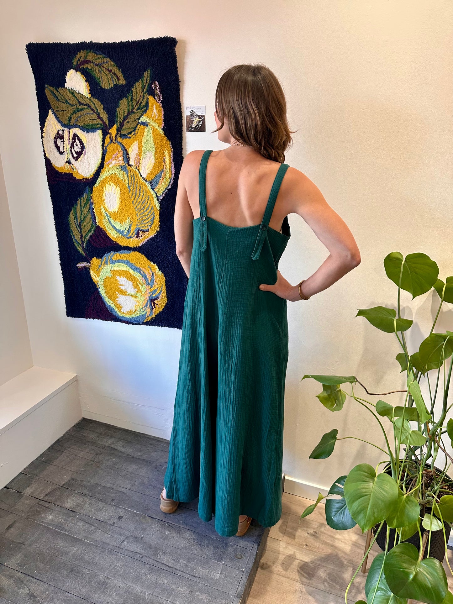 Apricot Cotton Weave Jumpsuit Green