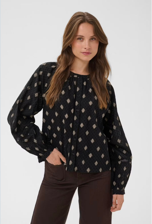 Kaffe KAwila Shirt Black Gray Vintage