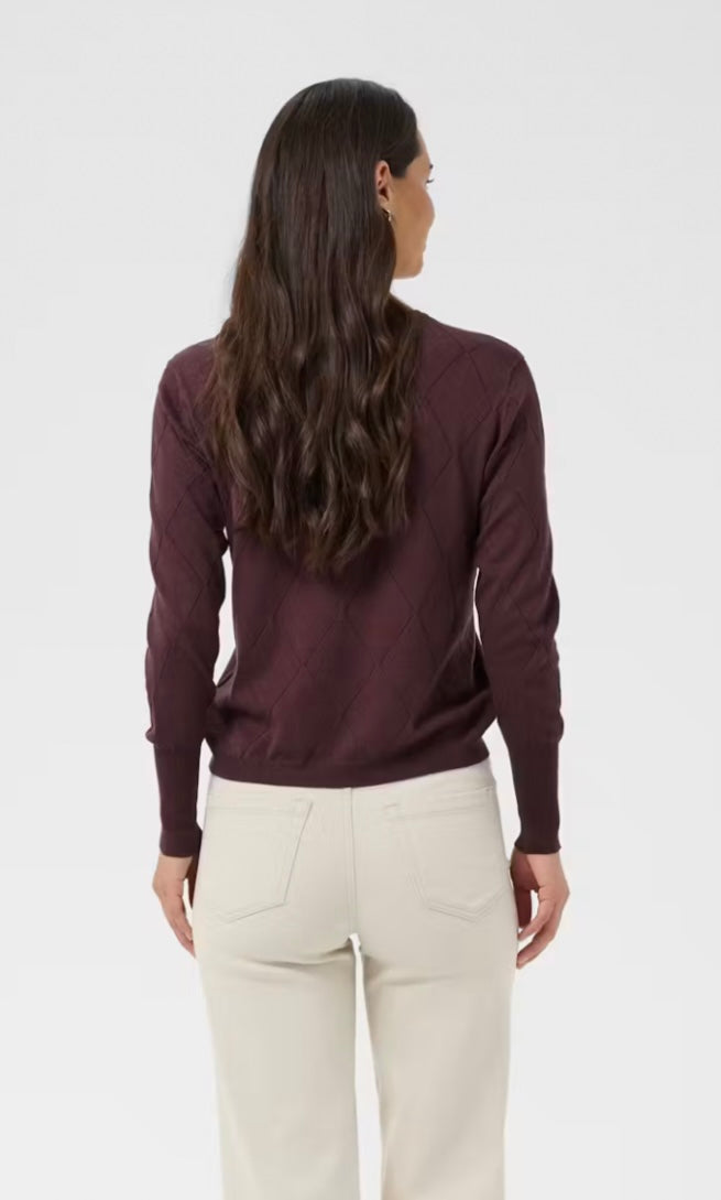 Kaffe KAlizza Argyle Pullover Sweater Fudge