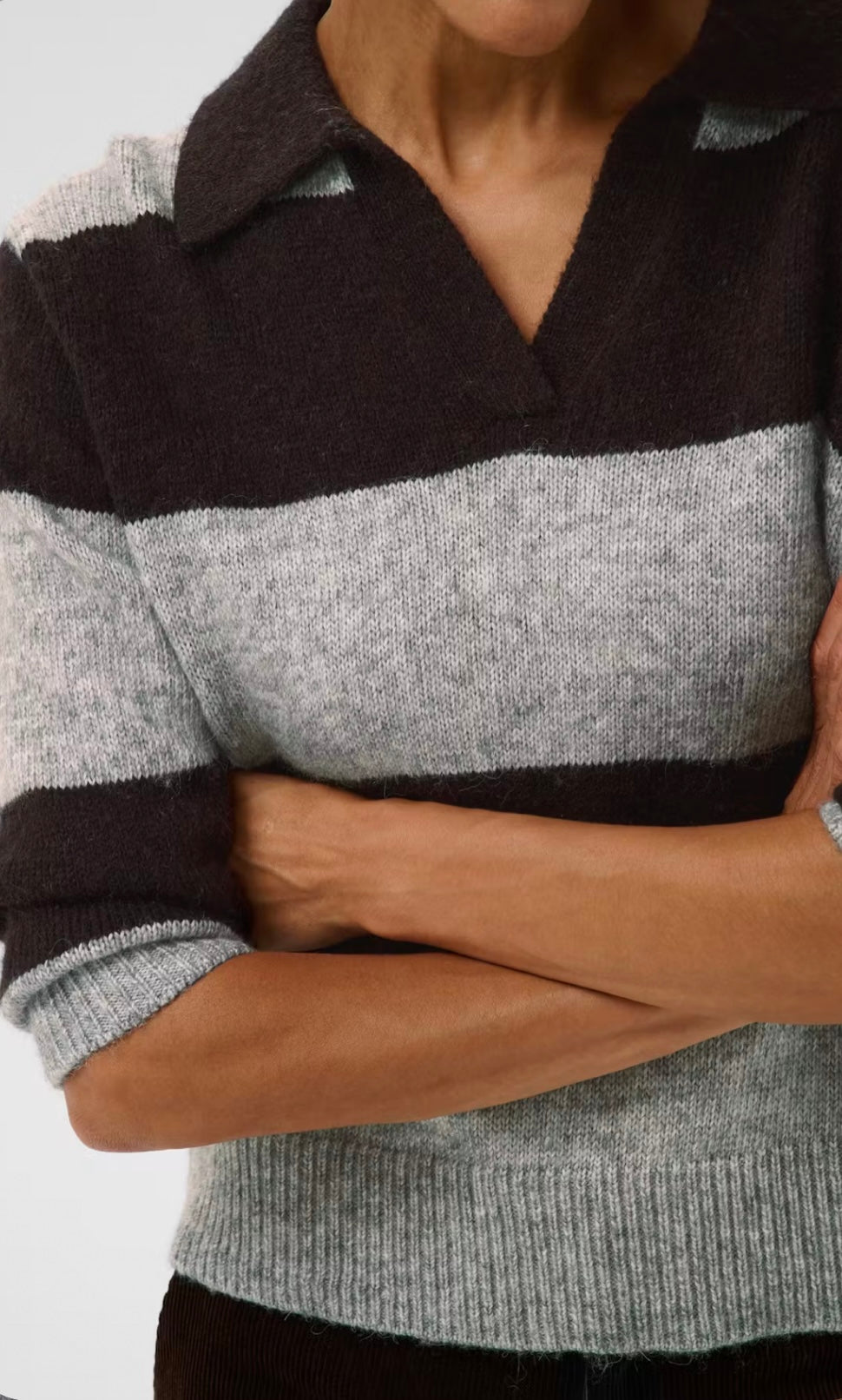 Part Two CharlottPW Pullover Mole/Grey Melange stripe/Brown