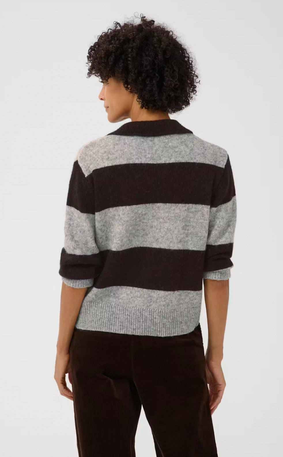 Part Two CharlottPW Pullover Mole/Grey Melange stripe/Brown