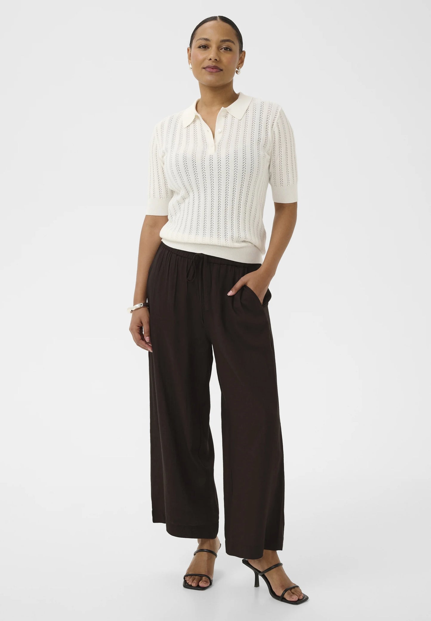 Kaffe KAmilia Cropped Wide Pants Black Coffee