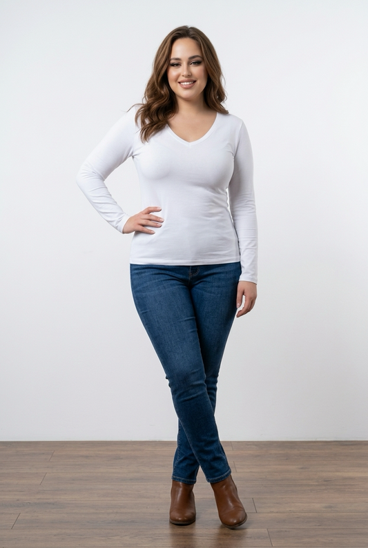 Kaffe KAliddy V-Neck T-Shirt Chalk