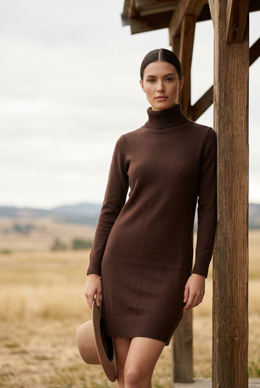 Saint Tropez MilaSZ Rollneck Dress Bracken Melange