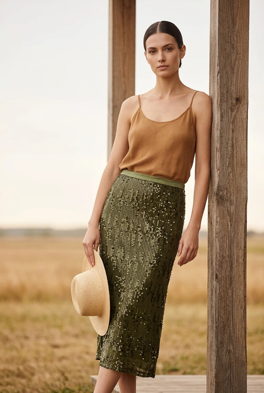 Wild Pony Midi Skirt Green