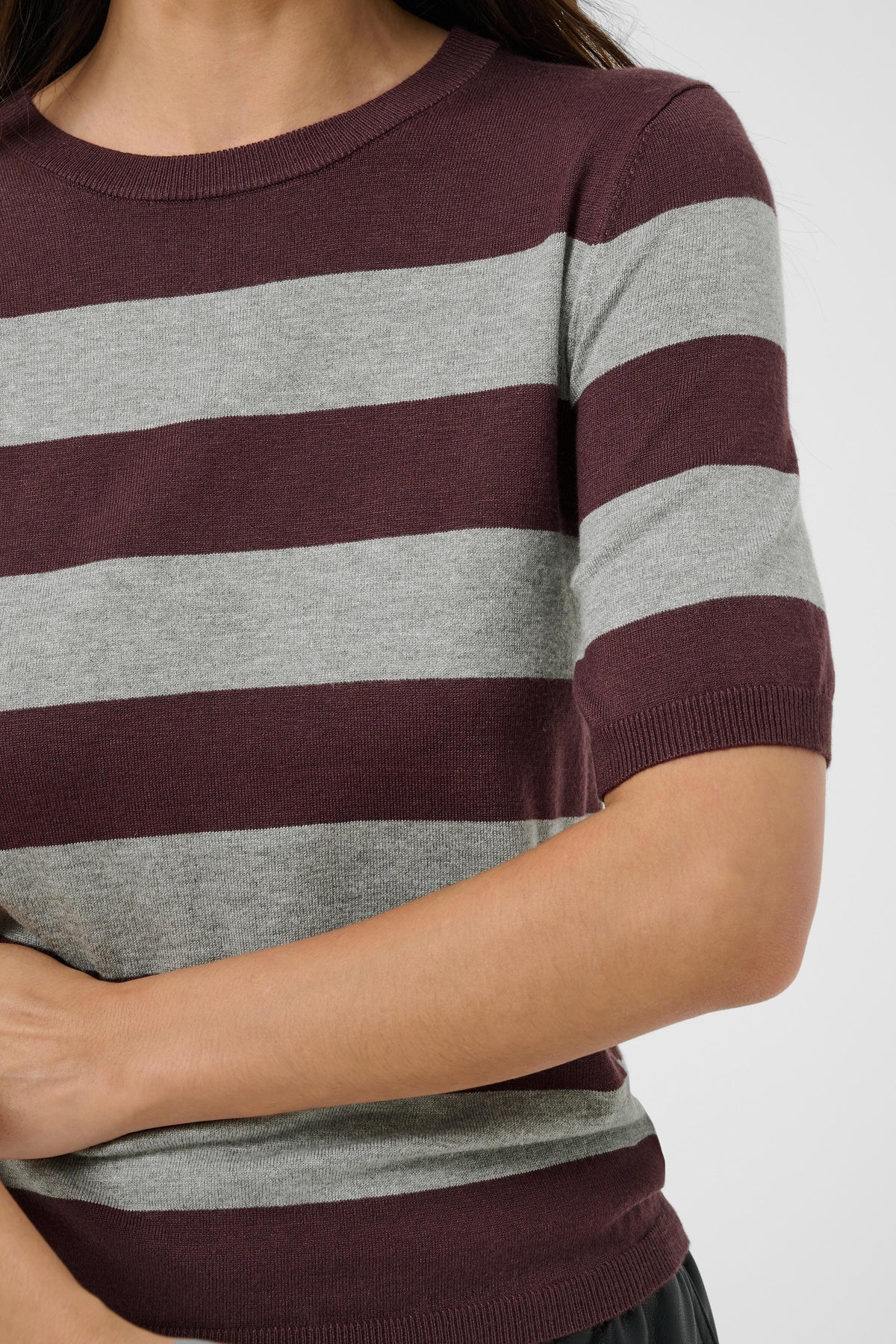 Kaffe KAlizza Striped Knit Fudge/Grey Melange