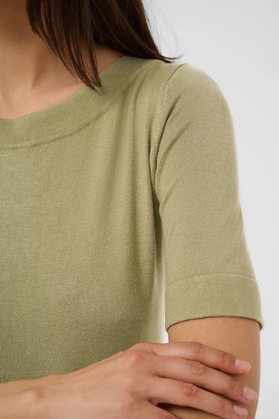 Kaffe KAlizza Boatneck Solid Pullover Aloe