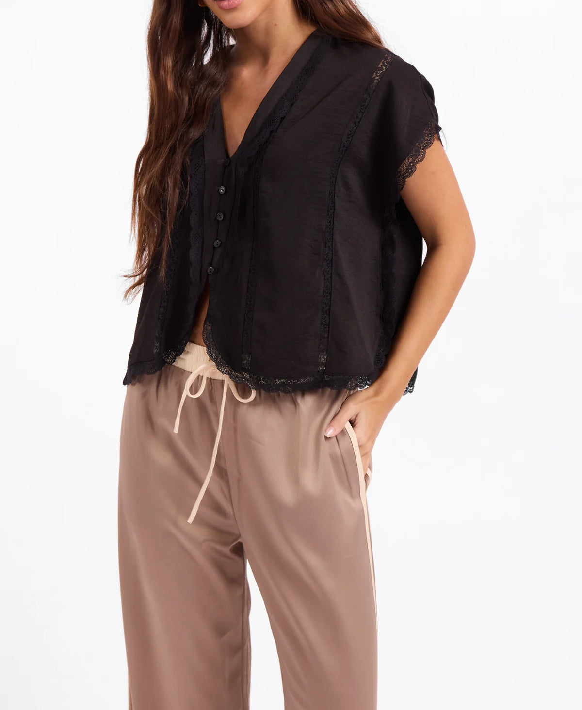 Sage the Label Delaney Track Pants Taupe Cream