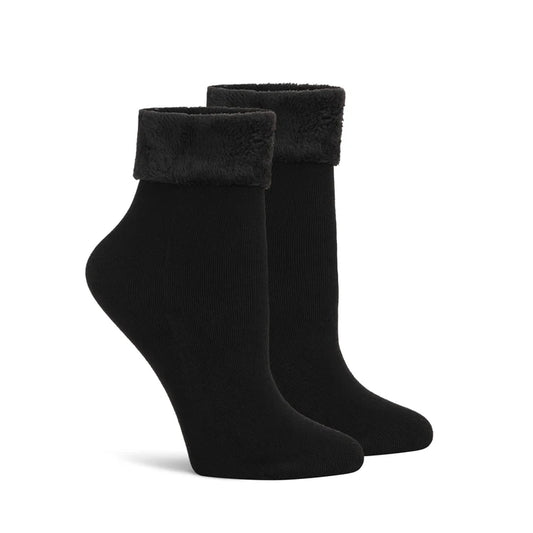 Lemon 2pk Thermal Fleece Crew Socks Black