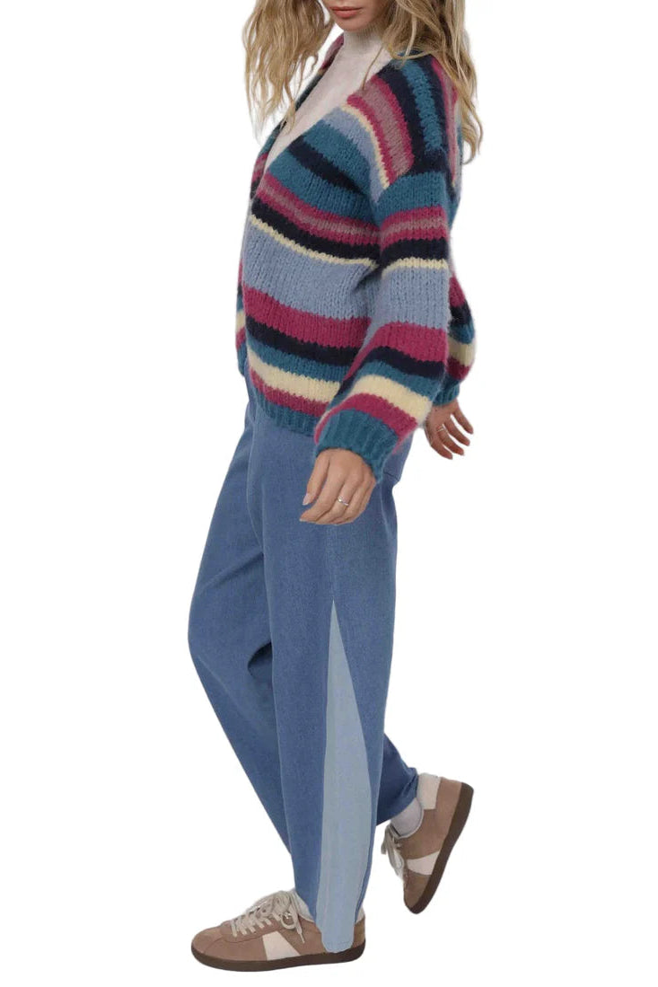 Sage the Label Be Present Stripe Cardigan Multi