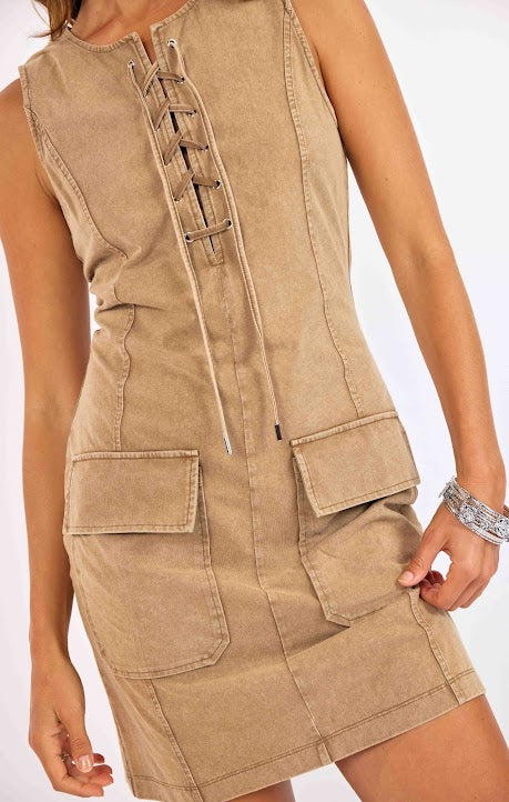 Sage The Label Highline Mini Dress Taupe
