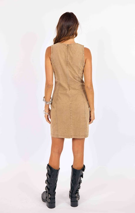 Sage The Label Highline Mini Dress Taupe