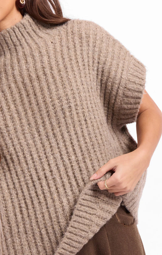 Sage the Label Granger Turtleneck Sweater Vest Taupe