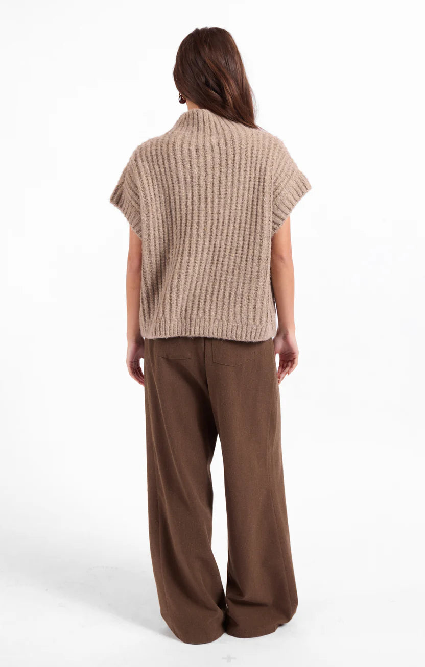 Sage the Label Granger Turtleneck Sweater Vest Taupe