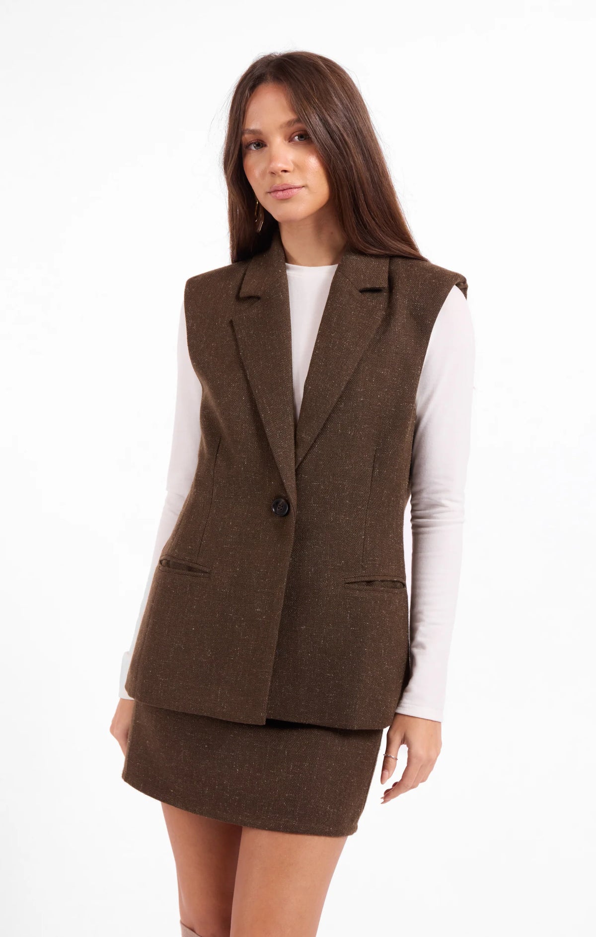 Sage the Label Simmons Blazer Vest Oak