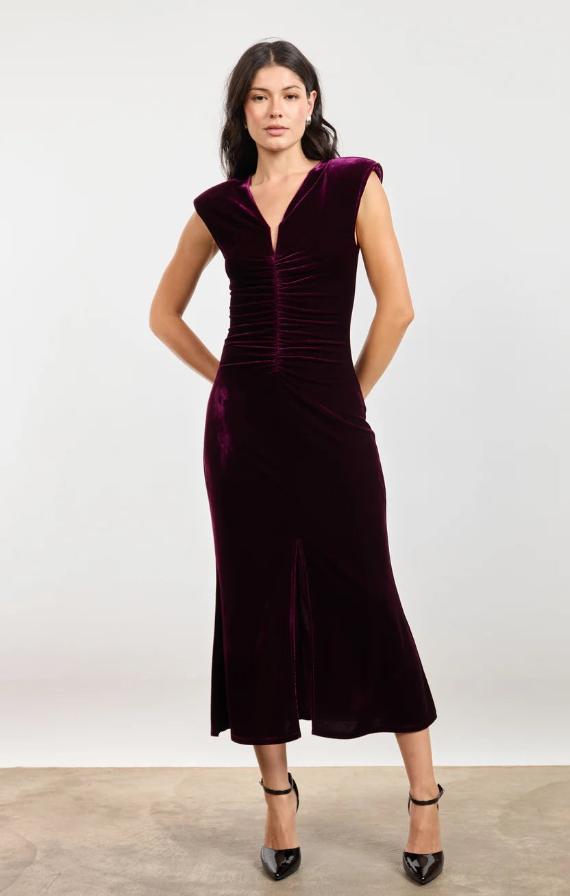 Sage the Label Femme Fatale Midi Dress Eggplant