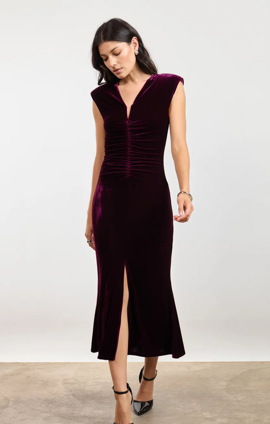 Sage the Label Femme Fatale Midi Dress Eggplant