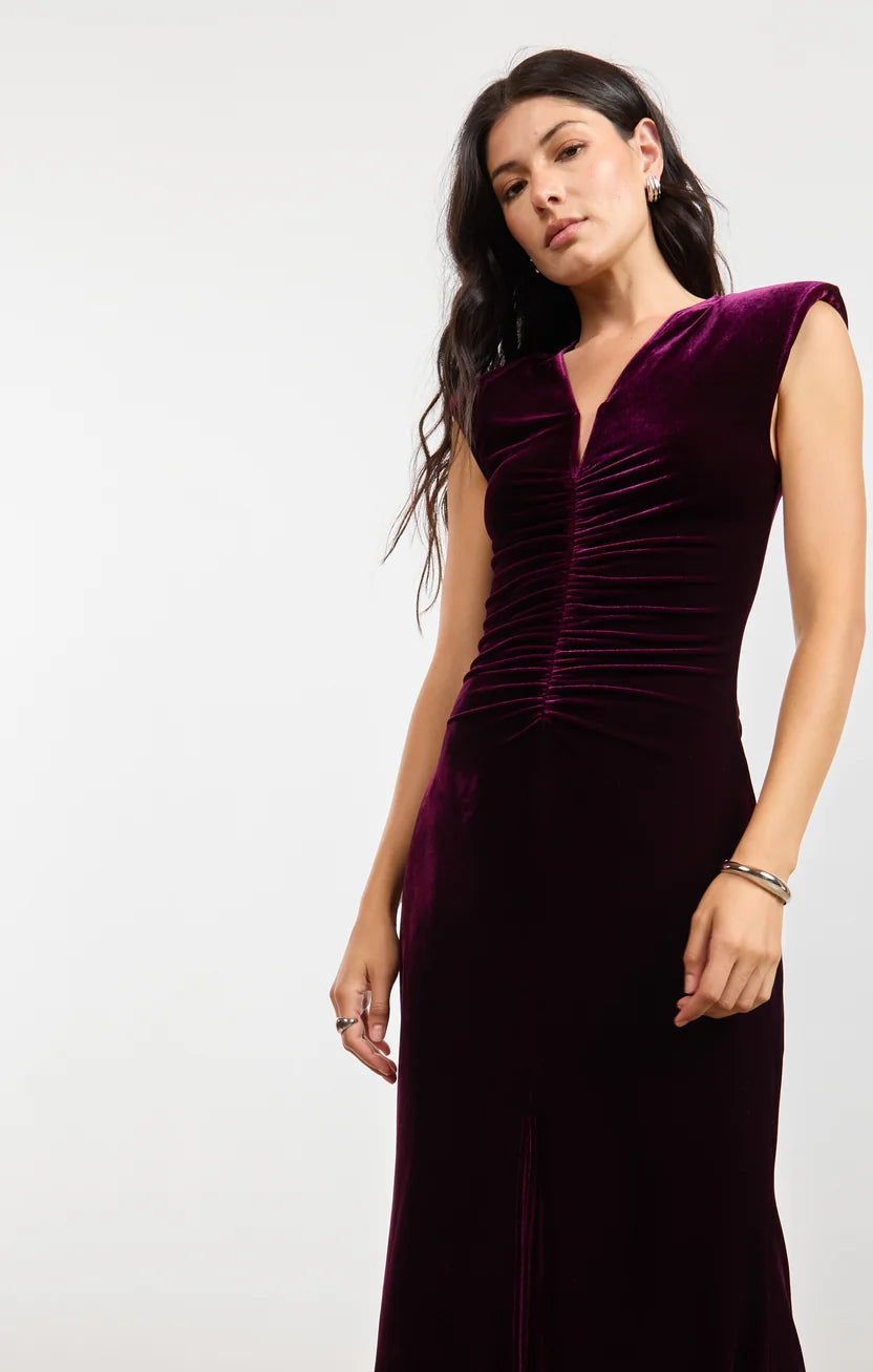 Sage the Label Femme Fatale Midi Dress Eggplant