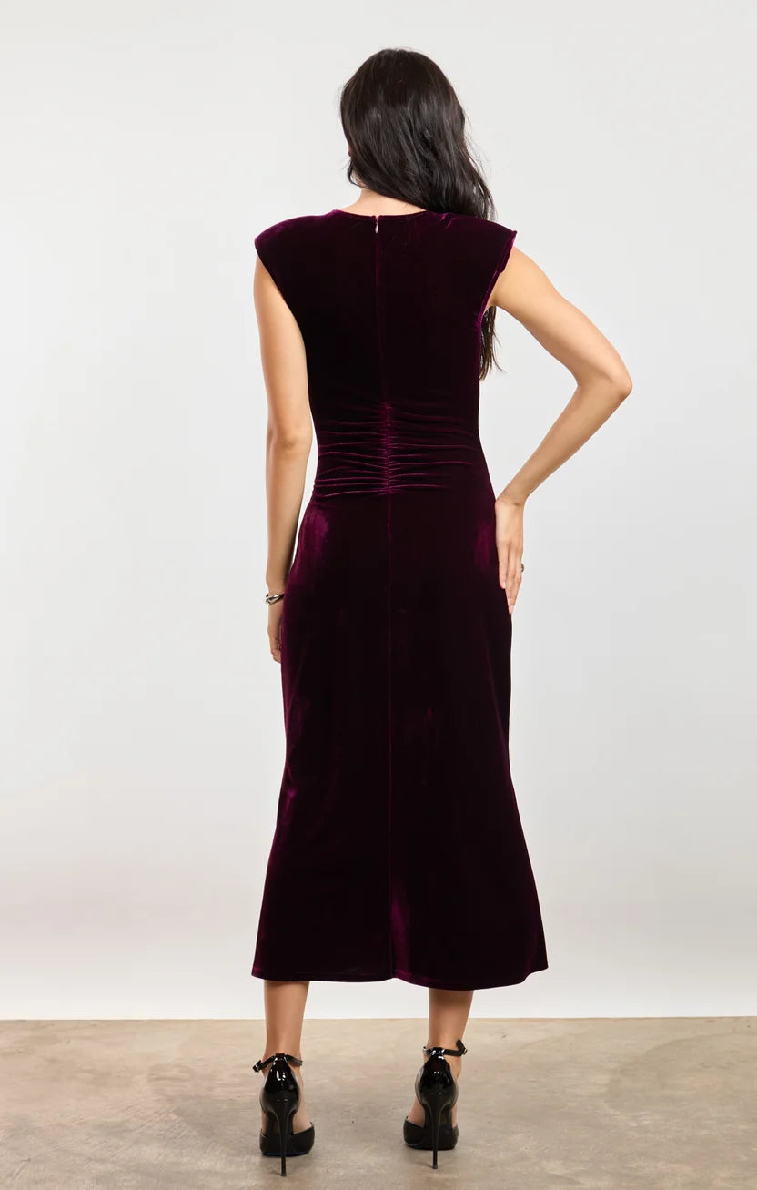 Sage the Label Femme Fatale Midi Dress Eggplant