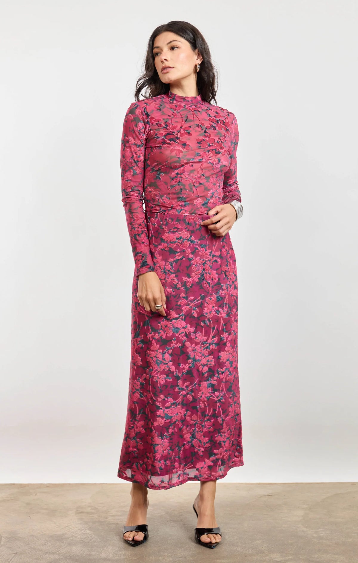 Sage the Label Velvet Rebellion Skirt Fuchsia Multi