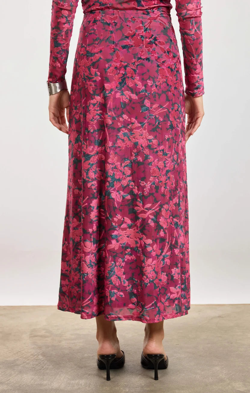 Sage the Label Velvet Rebellion Skirt Fuchsia Multi