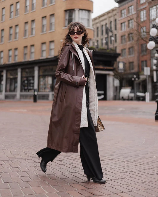 Mernini Full Length Raincoat Chocolate Brown