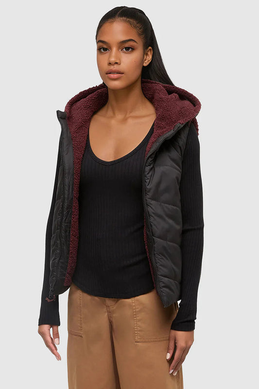 TenTree Collins Vest Deep Burgundy/Meteorite Black