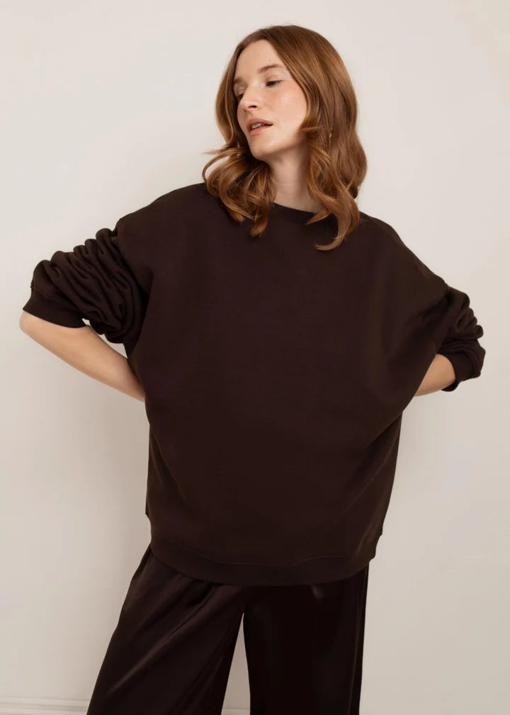 Paper Label Lorne Oversized Sweatshirt Chocolate Torte