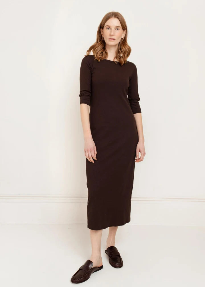 Paper Label Casey Boatneck Dress Chocolate Torte