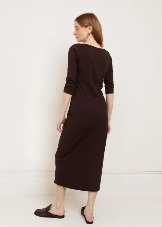 Paper Label Casey Boatneck Dress Chocolate Torte