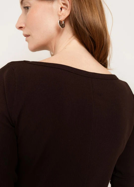 Paper Label Casey Boatneck Dress Chocolate Torte