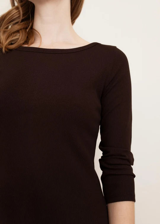 Paper Label Casey Boatneck Dress Chocolate Torte