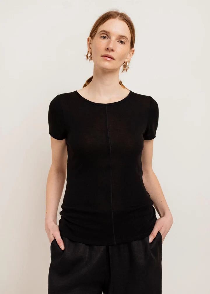 Paper Label Echo Sheer T-Shirt Black