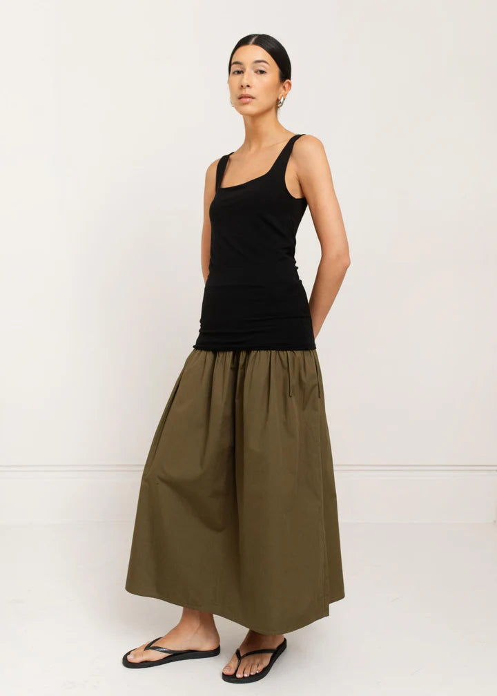 Paper Label Evita Skirt Dark Olive