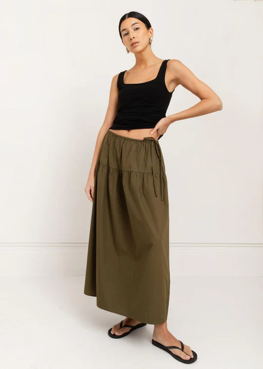 Paper Label Evita Skirt Dark Olive