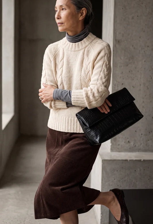 Paper Label Hana Cable Sweater Cream
