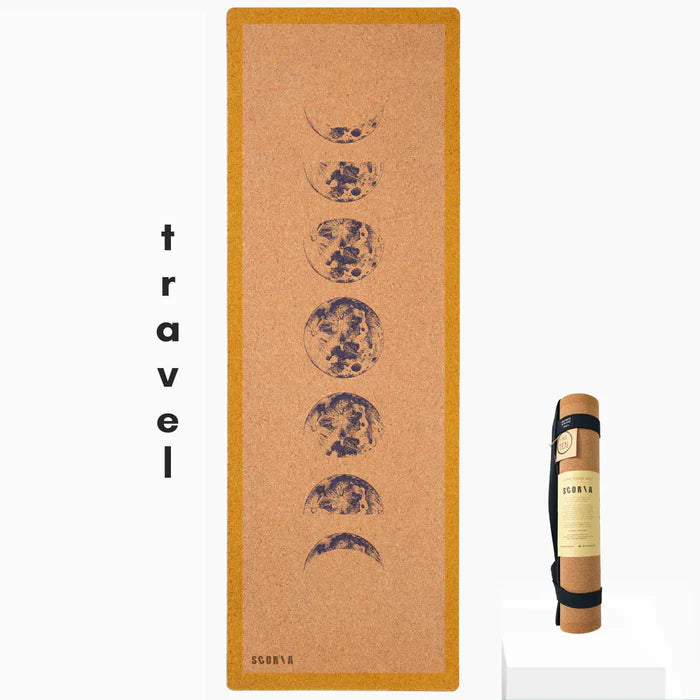 Scoria Travel Cork Yoga Mat 2mm Moon Phases