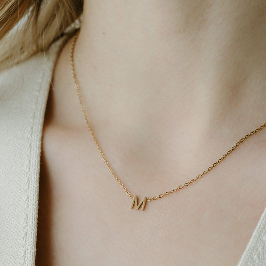 Petite Gold Initial Dainty Necklace B