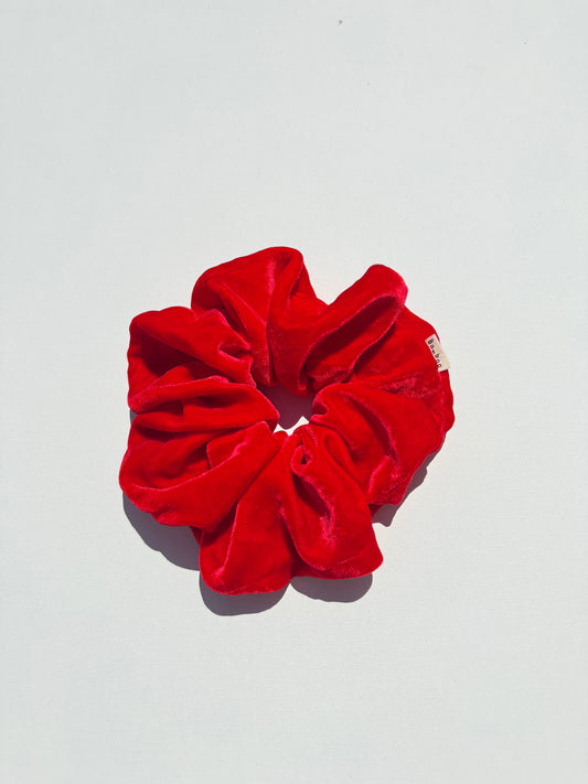 Billy Bamboo Silk Velvet Scrunchie - Red Coral