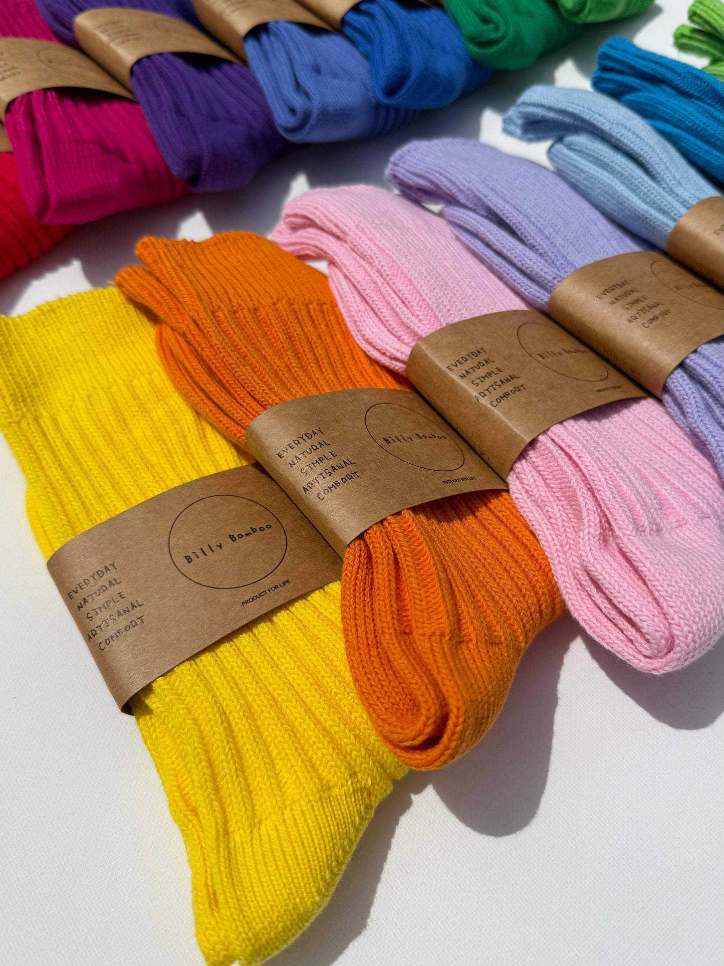 Billy Bamboo Ribbed Cotton Socks - Crystal bright: Lemon 🍋
