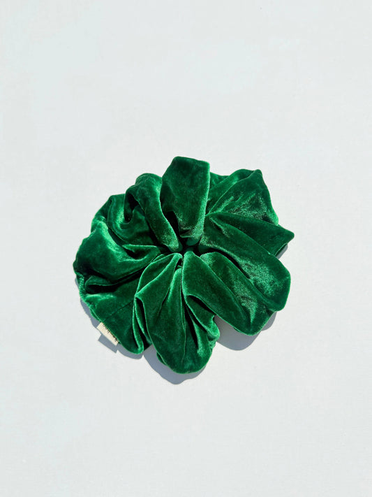 Billy Bamboo - Silk Velvet Large Scrunchie Emerald