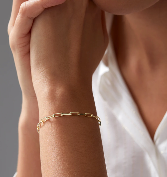HoopLa -  PaperClip Necklace & Bracelet Chain-Waterproof-PVD: Yellow Gold / Bracelet