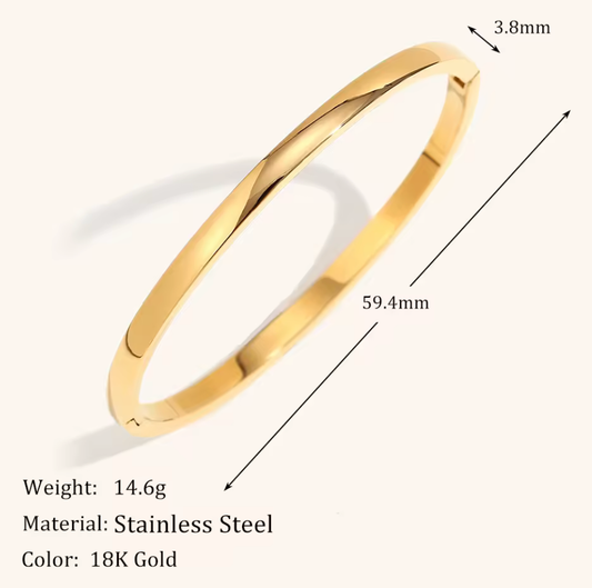 HoopLa - Sofia-Hinge Bangle 14K Gold  Waterproof- PVD plated: Yellow Gold / Thin