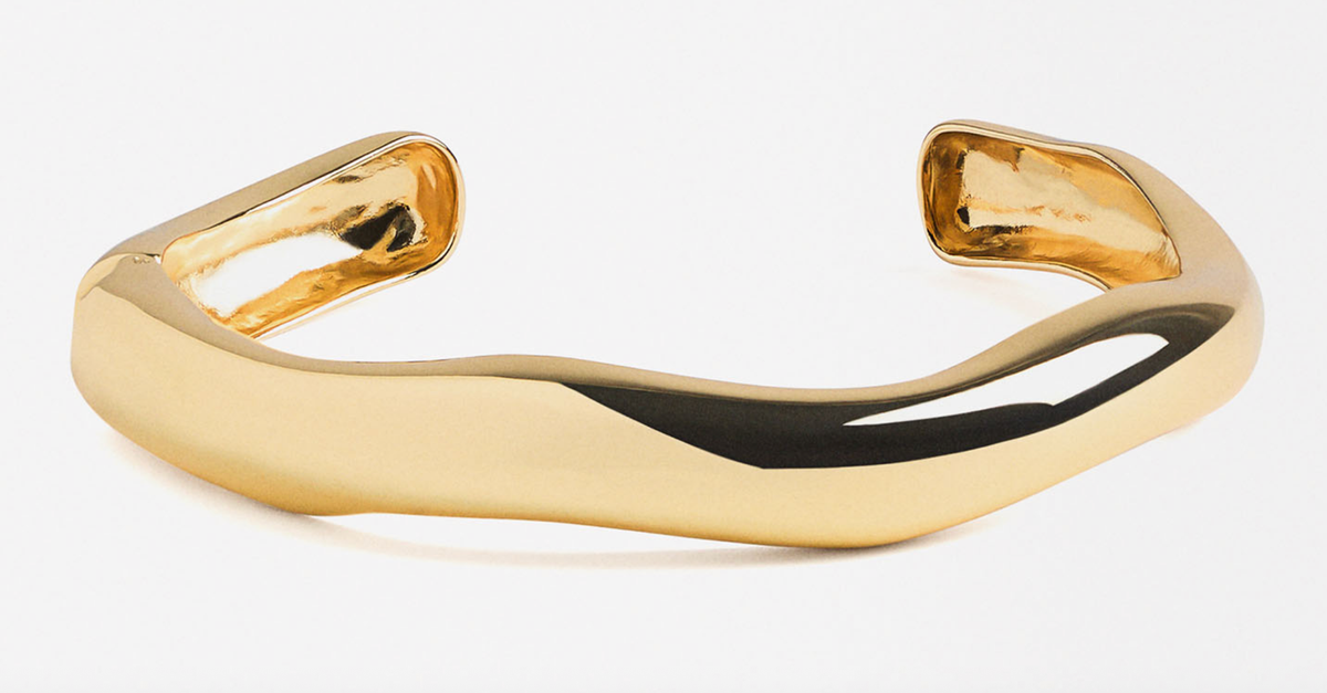 HoopLa - Editorial Wave Cuff Bangle Bracelet-14K Gold PVD- Recycled : Silver